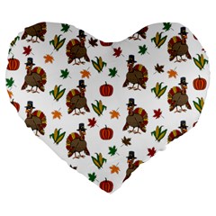 Thanksgiving turkey  Large 19  Premium Heart Shape Cushions