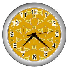 Fishes Talking About Love And   Yellow Stuff Wall Clocks (silver)  by pepitasart