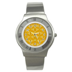 Fishes Talking About Love And   Yellow Stuff Stainless Steel Watch by pepitasart