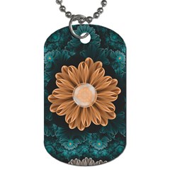 Beautiful Paradise Chrysanthemum Of Orange And Aqua Dog Tag (two Sides) by jayaprime