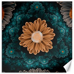 Beautiful Paradise Chrysanthemum Of Orange And Aqua Canvas 12  X 12   by jayaprime