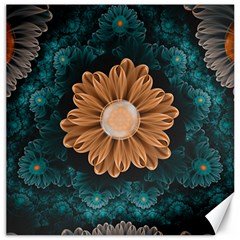 Beautiful Paradise Chrysanthemum Of Orange And Aqua Canvas 20  X 20   by jayaprime