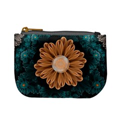 Beautiful Paradise Chrysanthemum Of Orange And Aqua Mini Coin Purses by jayaprime