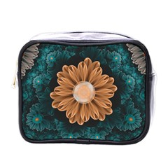 Beautiful Paradise Chrysanthemum Of Orange And Aqua Mini Toiletries Bags by jayaprime