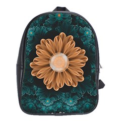 Beautiful Paradise Chrysanthemum Of Orange And Aqua School Bag (xl) by jayaprime