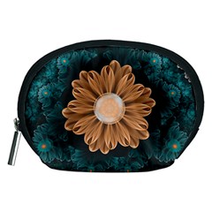 Beautiful Paradise Chrysanthemum Of Orange And Aqua Accessory Pouches (medium)  by jayaprime