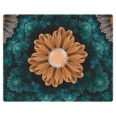 Beautiful Paradise Chrysanthemum Of Orange And Aqua Double Sided Flano Blanket (medium)  by jayaprime