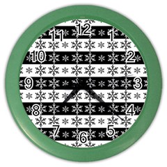 Snowflakes - Christmas Pattern Color Wall Clocks