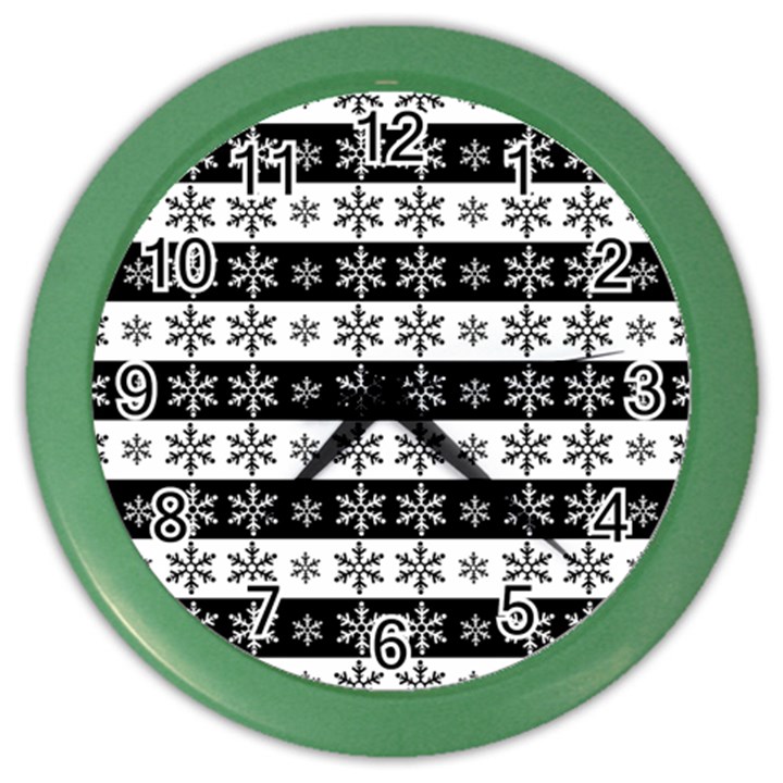 Snowflakes - Christmas pattern Color Wall Clocks