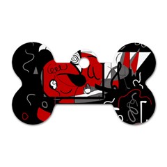 Red Black And White Abstraction Dog Tag Bone (one Side) by Valentinaart