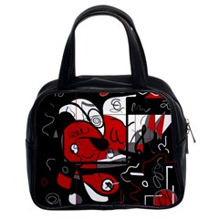 Red Black And White Abstraction Classic Handbags (2 Sides) by Valentinaart