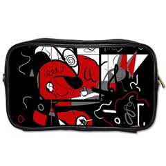 Red Black And White Abstraction Toiletries Bags 2-side by Valentinaart