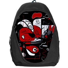 Red Black And White Abstraction Backpack Bag