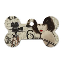 Vintage Cinema Dog Tag Bone (one Side) by Valentinaart