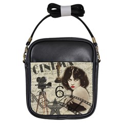 Vintage Cinema Girls Sling Bags by Valentinaart