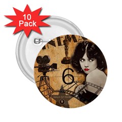 Vintage Cinema 2 25  Buttons (10 Pack)  by Valentinaart