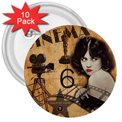 Vintage Cinema 3  Buttons (10 Pack)  by Valentinaart