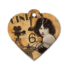 Vintage Cinema Dog Tag Heart (one Side) by Valentinaart