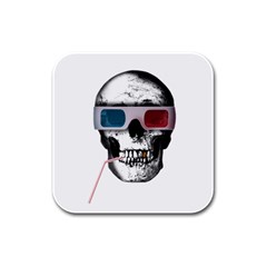 Cinema Skull Rubber Square Coaster (4 Pack)  by Valentinaart