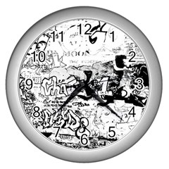 Graffiti Wall Clocks (silver)  by Valentinaart