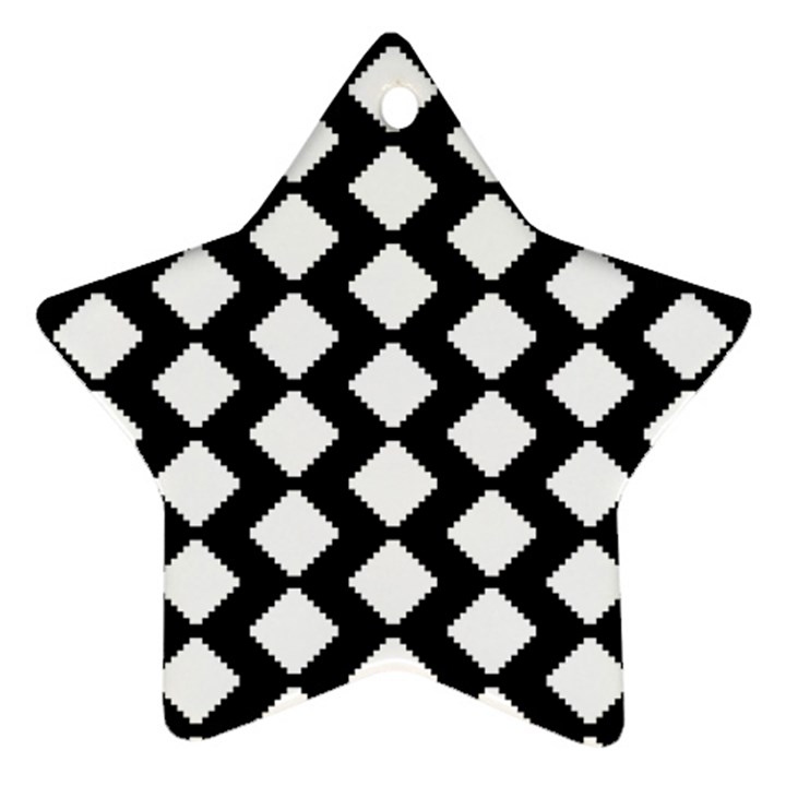 Abstract Tile Pattern Black White Triangle Plaid Ornament (Star)