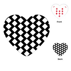 Abstract Tile Pattern Black White Triangle Plaid Playing Cards (heart)  by Alisyart