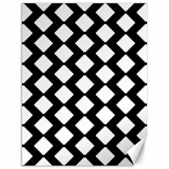 Abstract Tile Pattern Black White Triangle Plaid Canvas 12  X 16  