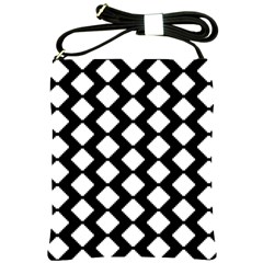 Abstract Tile Pattern Black White Triangle Plaid Shoulder Sling Bags by Alisyart
