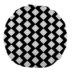 Abstract Tile Pattern Black White Triangle Plaid Large 18  Premium Flano Round Cushions