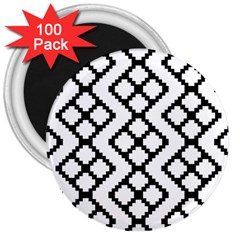 Abstract Tile Pattern Black White Triangle Plaid Chevron 3  Magnets (100 Pack)