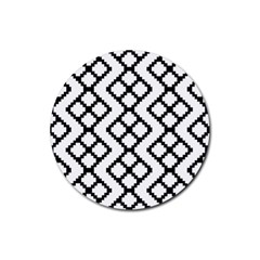 Abstract Tile Pattern Black White Triangle Plaid Chevron Rubber Round Coaster (4 Pack)  by Alisyart