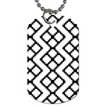 Abstract Tile Pattern Black White Triangle Plaid Chevron Dog Tag (Two Sides) Back