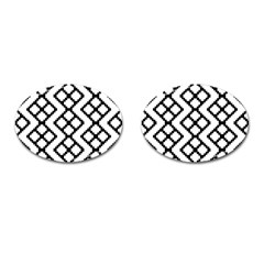 Abstract Tile Pattern Black White Triangle Plaid Chevron Cufflinks (oval) by Alisyart