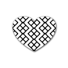 Abstract Tile Pattern Black White Triangle Plaid Chevron Heart Coaster (4 Pack) 