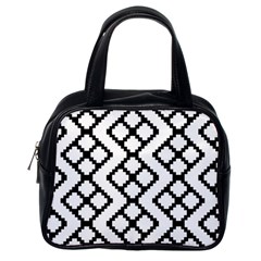 Abstract Tile Pattern Black White Triangle Plaid Chevron Classic Handbags (one Side)