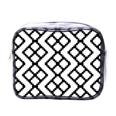 Abstract Tile Pattern Black White Triangle Plaid Chevron Mini Toiletries Bags