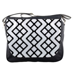 Abstract Tile Pattern Black White Triangle Plaid Chevron Messenger Bags by Alisyart