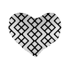 Abstract Tile Pattern Black White Triangle Plaid Chevron Standard 16  Premium Flano Heart Shape Cushions