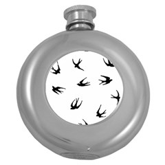 Black Bird Fly Sky Round Hip Flask (5 Oz) by Alisyart