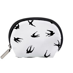 Black Bird Fly Sky Accessory Pouches (small)  by Alisyart