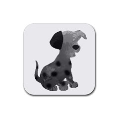 Dalmatian Inspired Silhouette Rubber Coaster (Square) 