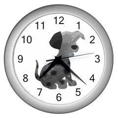 Dalmatian Inspired Silhouette Wall Clocks (Silver) 