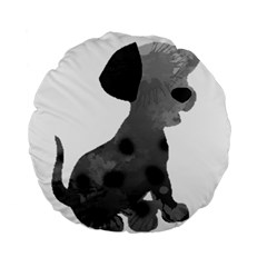 Dalmatian Inspired Silhouette Standard 15  Premium Round Cushions