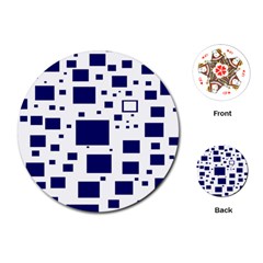 Blue Squares Textures Plaid Playing Cards (round)  by Alisyart