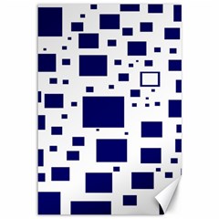 Blue Squares Textures Plaid Canvas 12  X 18  