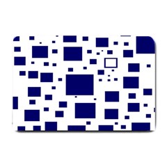 Blue Squares Textures Plaid Small Doormat  by Alisyart