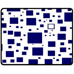 Blue Squares Textures Plaid Fleece Blanket (medium) 