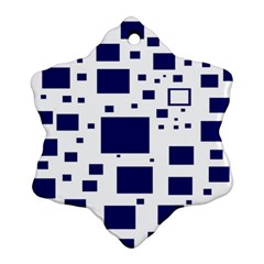 Blue Squares Textures Plaid Ornament (snowflake)