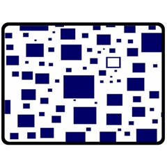 Blue Squares Textures Plaid Double Sided Fleece Blanket (large) 
