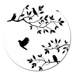 Bird Tree Black Magnet 5  (round) by Alisyart